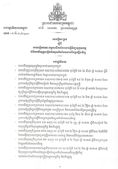 សេចក្តីសម្រេចលេខ_១២១_សសរ_ស្តីពីការបង្កើតគណៈកម្មការដឹកនាំការងារធ្វើនិត្យានុកូលកម្មលិខិតគតិយុត្តបង្កើតចំណូលមិនមែនសារពើពន្ធឡើងវិញ